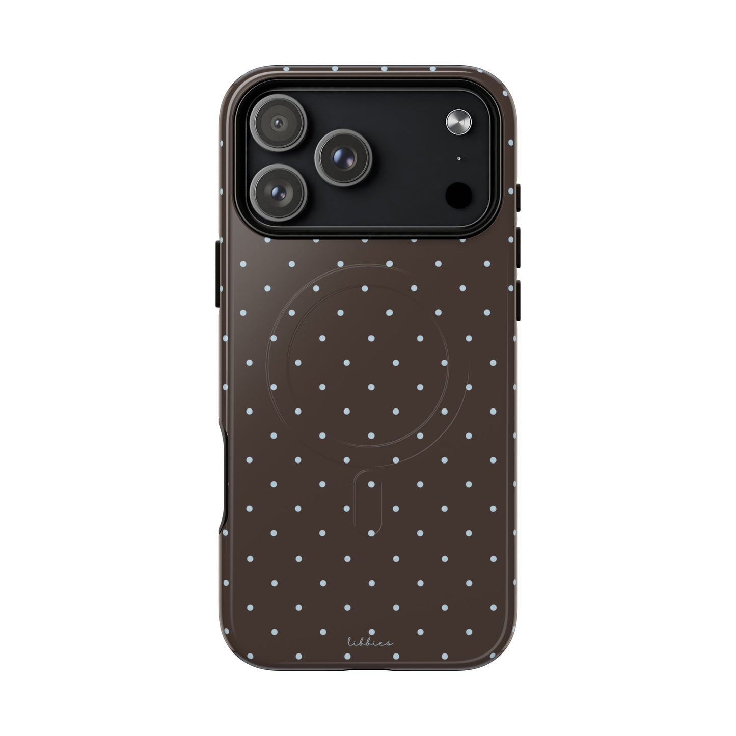 BROWN/BLUE POLKA DOT